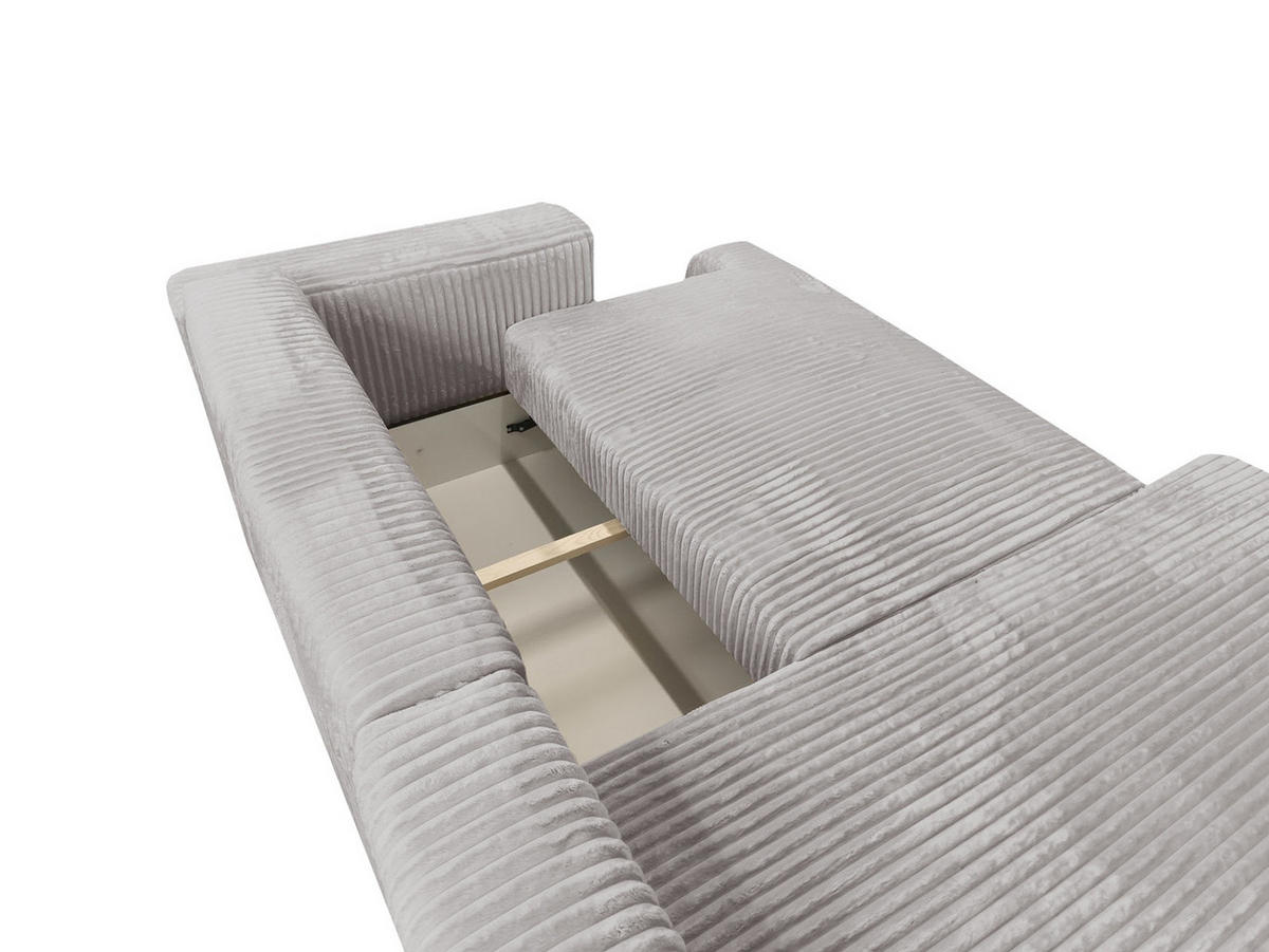 ECKSOFA Luna L links Hellgrau aus Cord - Hellgrau, Textil (271/195cm) - KS Home Concept