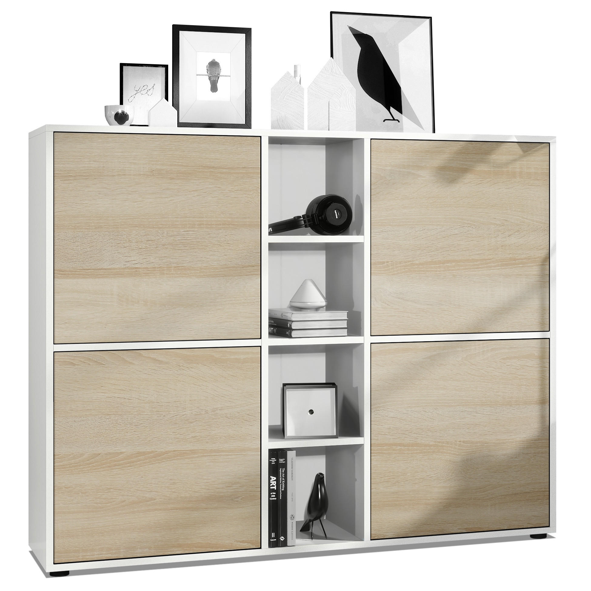 HIGHBOARD Cuba Türen in Eiche sägerau - Eiche San Remo, Holzwerkstoff (130.5/105.5/35.5cm) - Vladon