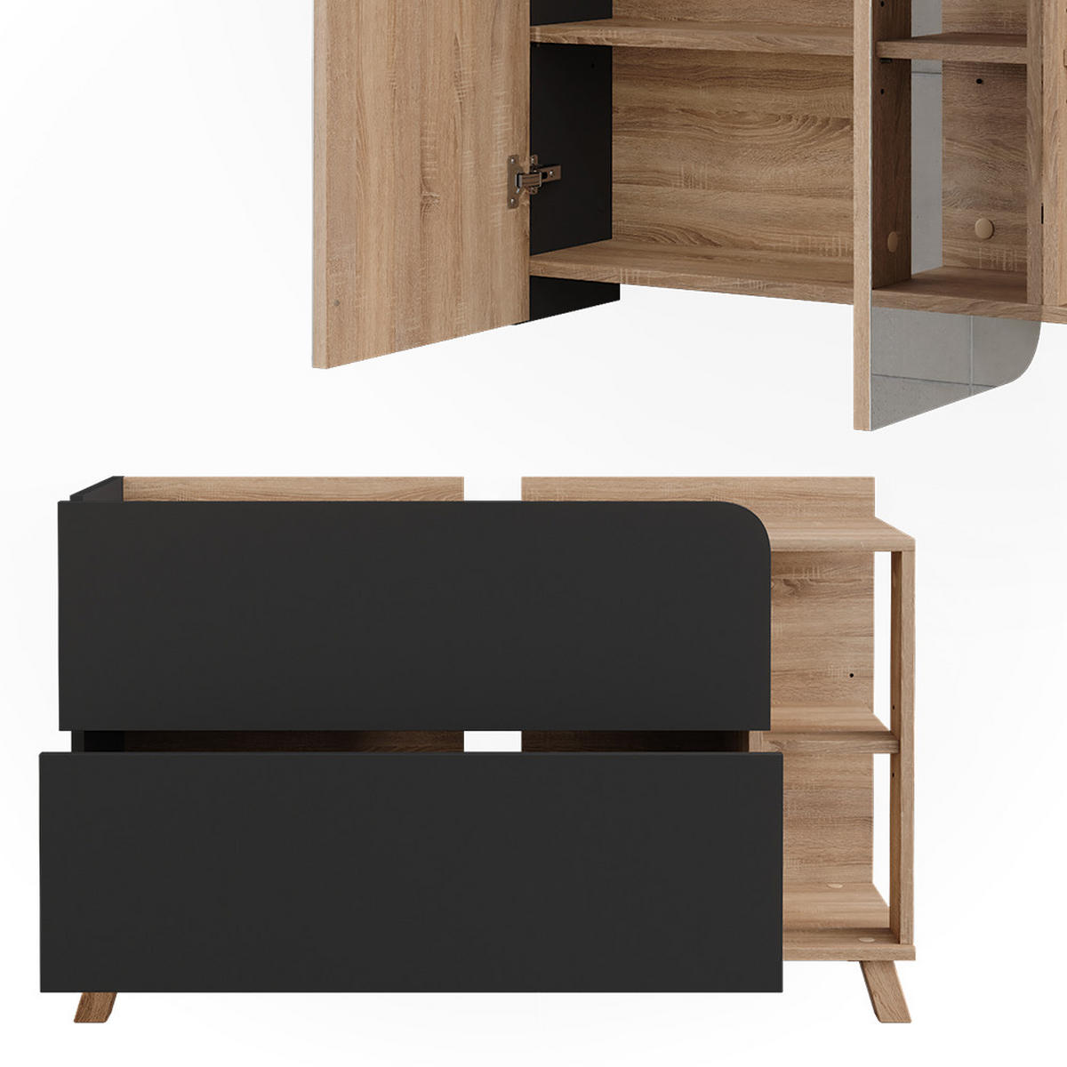 KOUPELNOVÝ NÁBYTEK Karen Sonoma/antracit - Sonoma dub/antracitová, kompozitní dřevo (100/65/35cm) - Vicco