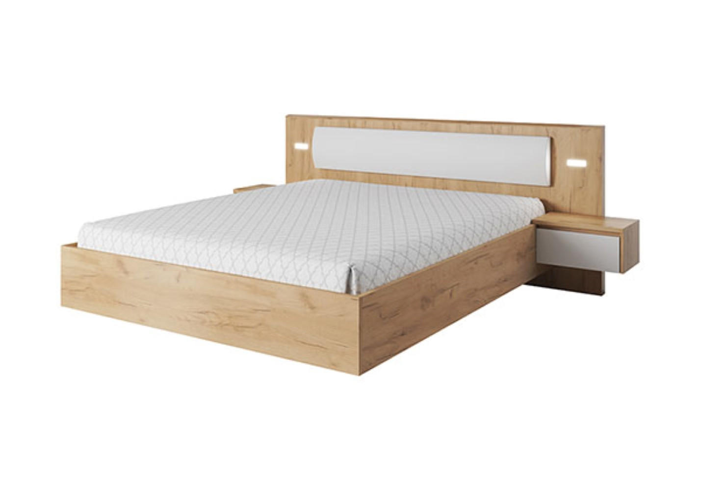 SCHLAFZIMMER-SET Xelo wildeiche gold / weiß 481 / 208 / 213,5 cm 2-teilig - Weiß/Braun, Holz/Holzwerkstoff (160/200cm) - Feldmann-Wohnen