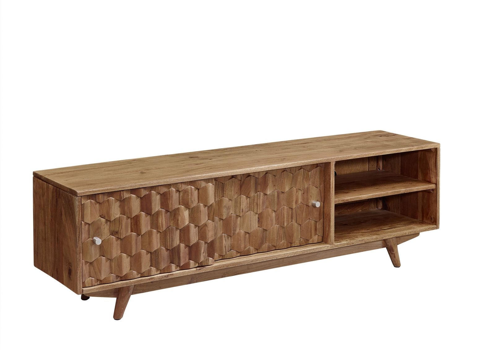 TV-BOARD Akazie 145x35x45 natur lackiert MOSAYK #101 - Naturfarben, Holz (145/45/35cm) - Massivmoebel24