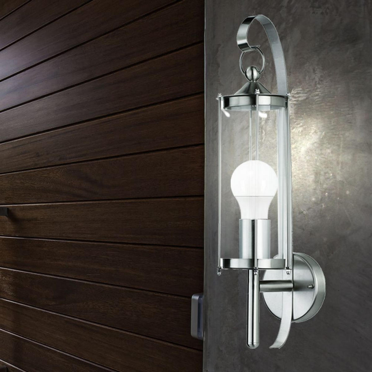 WANDLAMPE Edelstahl Glas Silber - Silberfarben, Metall (15.5/11.4/52.5cm)