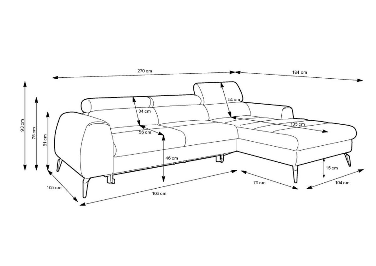 ECKSOFA JAZZ Beige 270x184x93 cm - Beige, Textil (270/184cm) - FURNLUX