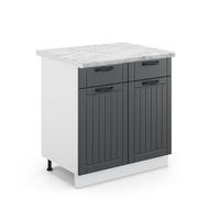 KÜCHENUNTERSCHRANK Fame-Line Anthrazit Landhaus 80 cm, AP Marmor - Anthrazit/Weiß, Holzwerkstoff (80/82/60cm) - Vicco