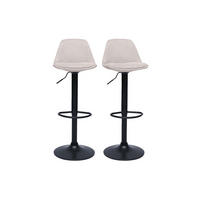 BARHOCKER Design aus beigem samtigem Stoff im 2er-Set STEEVY - Beige, Textil (40/104/38.5cm) - Miliboo