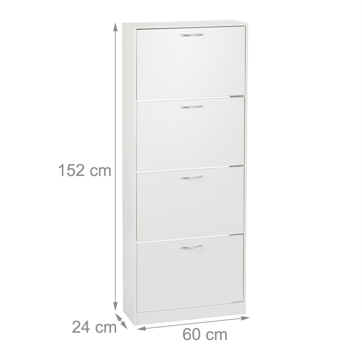 SCHUHSCHRANK - Silberfarben/Weiß, Holzwerkstoff/Kunststoff (60/152/24cm) - Relaxdays