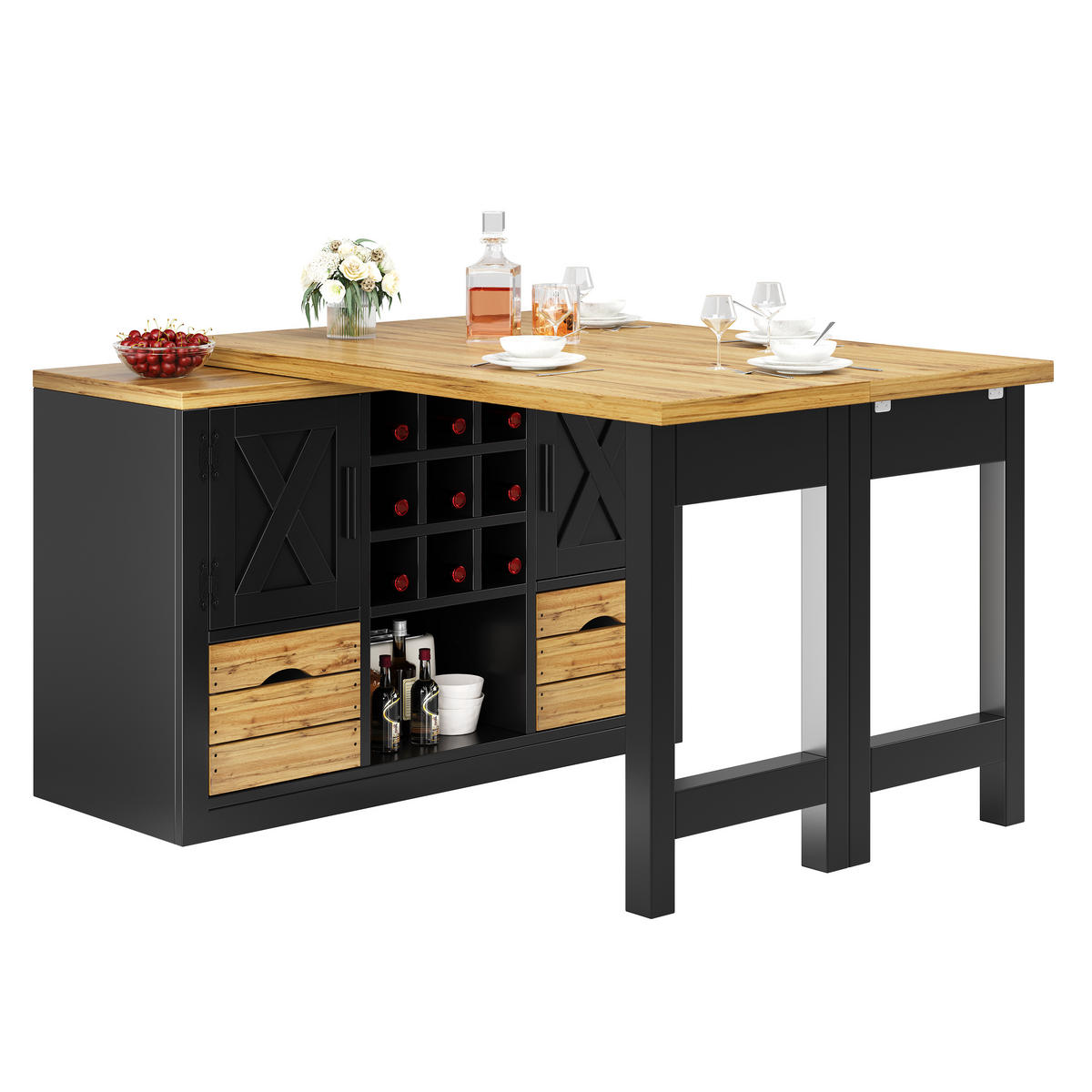 KÜCHENINSEL 360° Drehbar Stauraum Schwarz - Schwarz, Holzwerkstoff (120/72/40cm) - FLIEKS