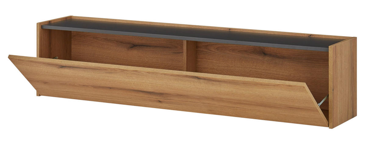 TV-LOWBOARD Evoke Eiche, grau 150 cm Hängeschrank, TV-Unterteil hängend - Eichefarben/Naturfarben, Holz/Holzwerkstoff (150/35/30cm) - Furn.Design