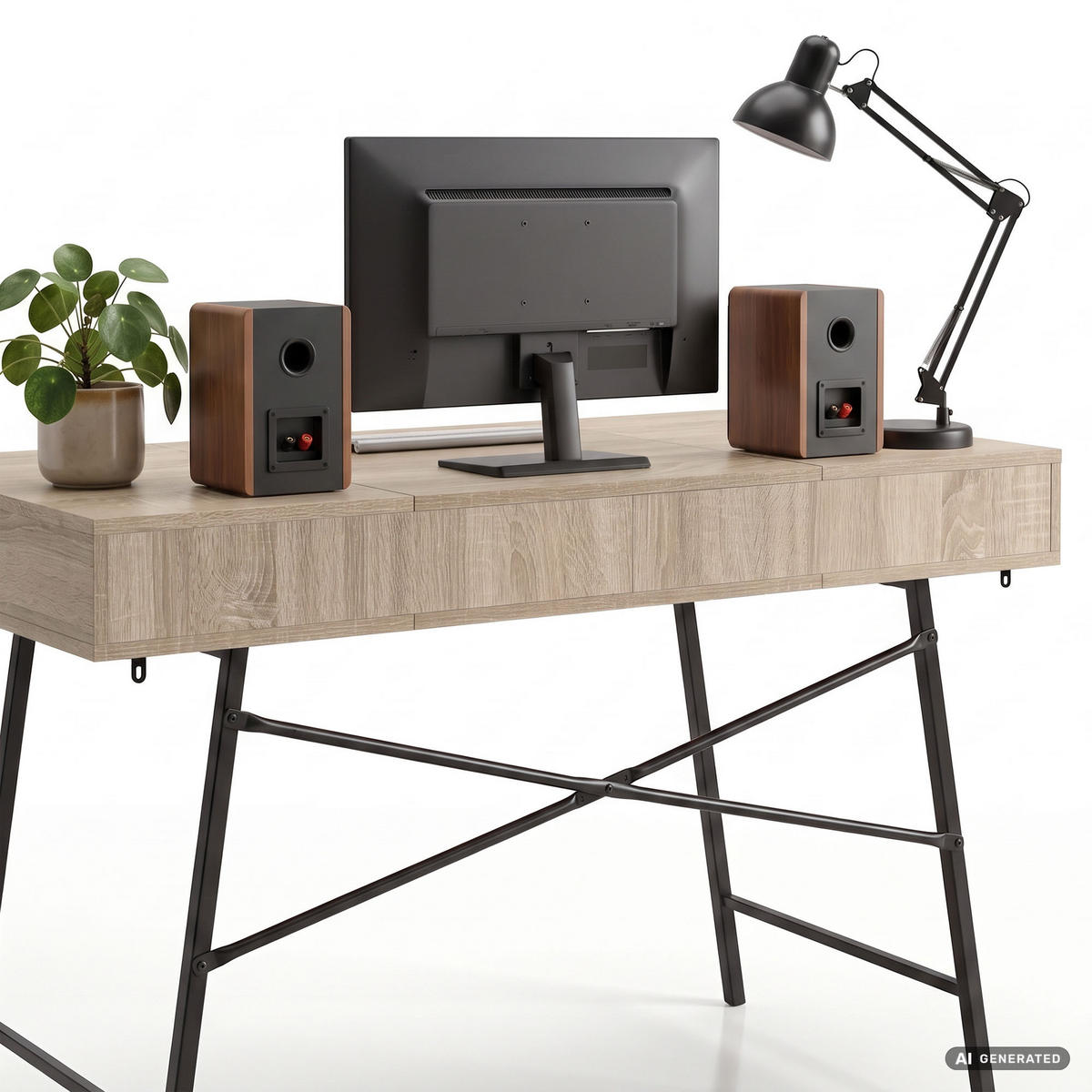 SCHREIBTISCH ARDEN 120 cm Sonoma Eiche - Schwarz/Sonoma Eiche, Holzwerkstoff (120/50/80.5cm) - Akord