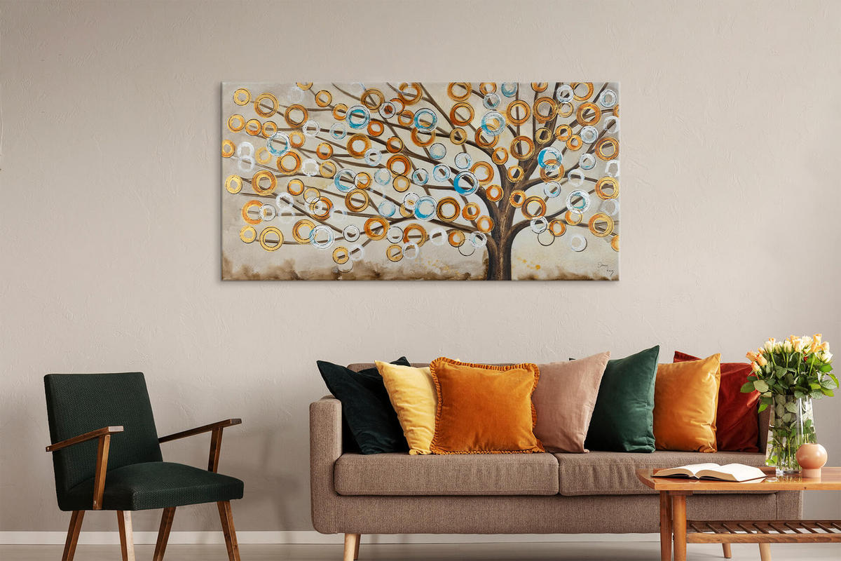 ÖLGEMÄLDE 140/70 cm - Beige/Kupferfarben, Holz/Textil (2.2/70cm) - KUNSTLOFT