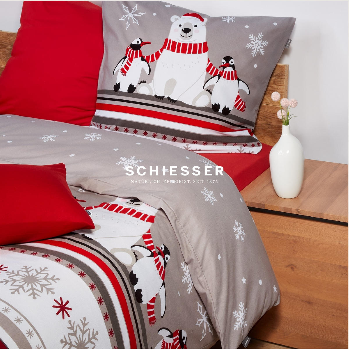 BETTWÄSCHESET Dida - Feinbiber - 2-teilig - 155 x 220 cm - Grau - Grau, Textil (155/220cm) - SCHIESSER