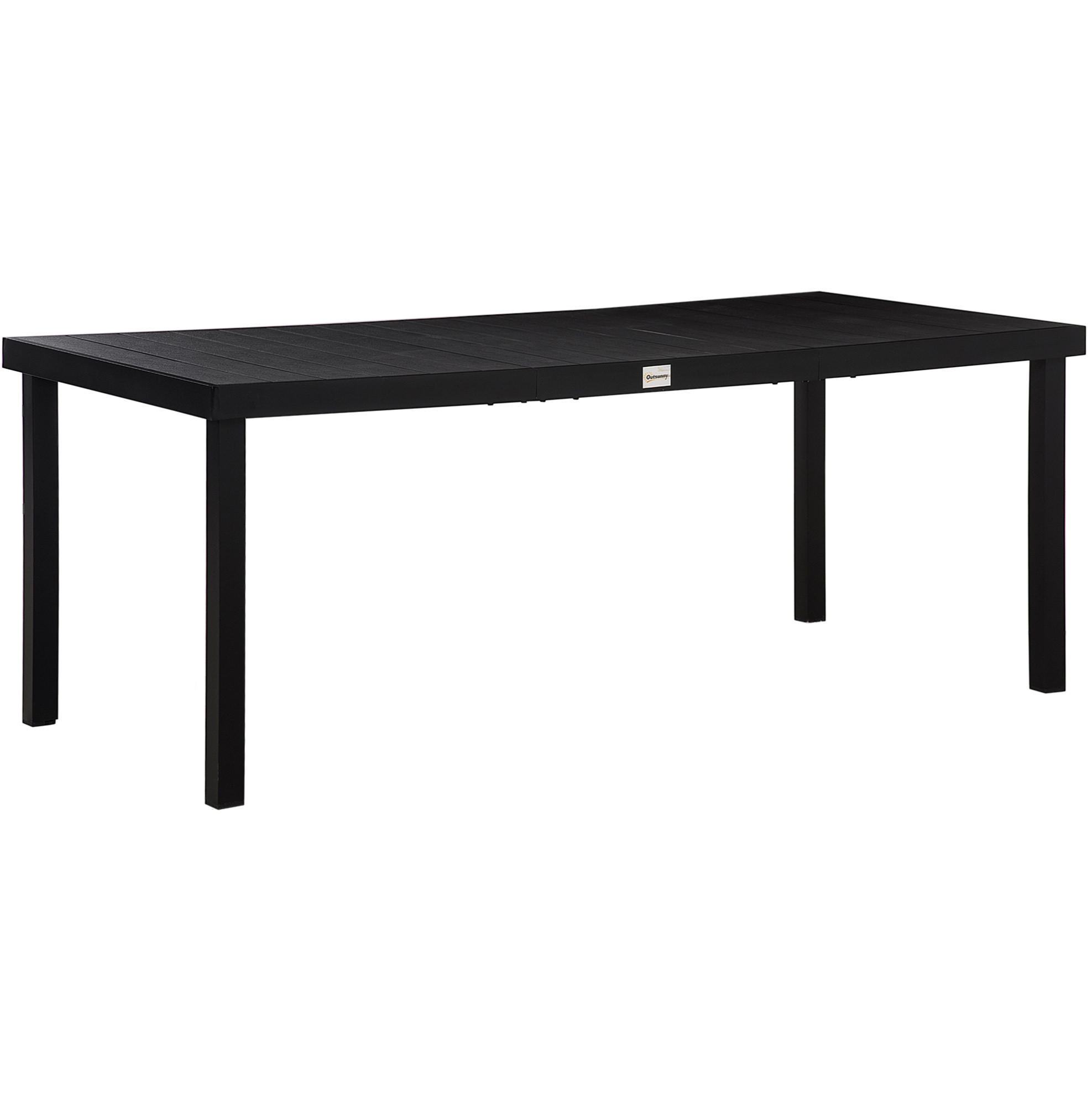 GARTENTISCH aus Aluminium 190x90x74 cm Schwarz mit Holzoptik und verstellbaren Fußpolstern - Schwarz, Metall (190/90/74cm) - Modfu
