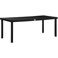 GARTENTISCH aus Aluminium 190x90x74 cm Schwarz mit Holzoptik und verstellbaren Fußpolstern - Schwarz, Metall (190/90/74cm) - Modfu