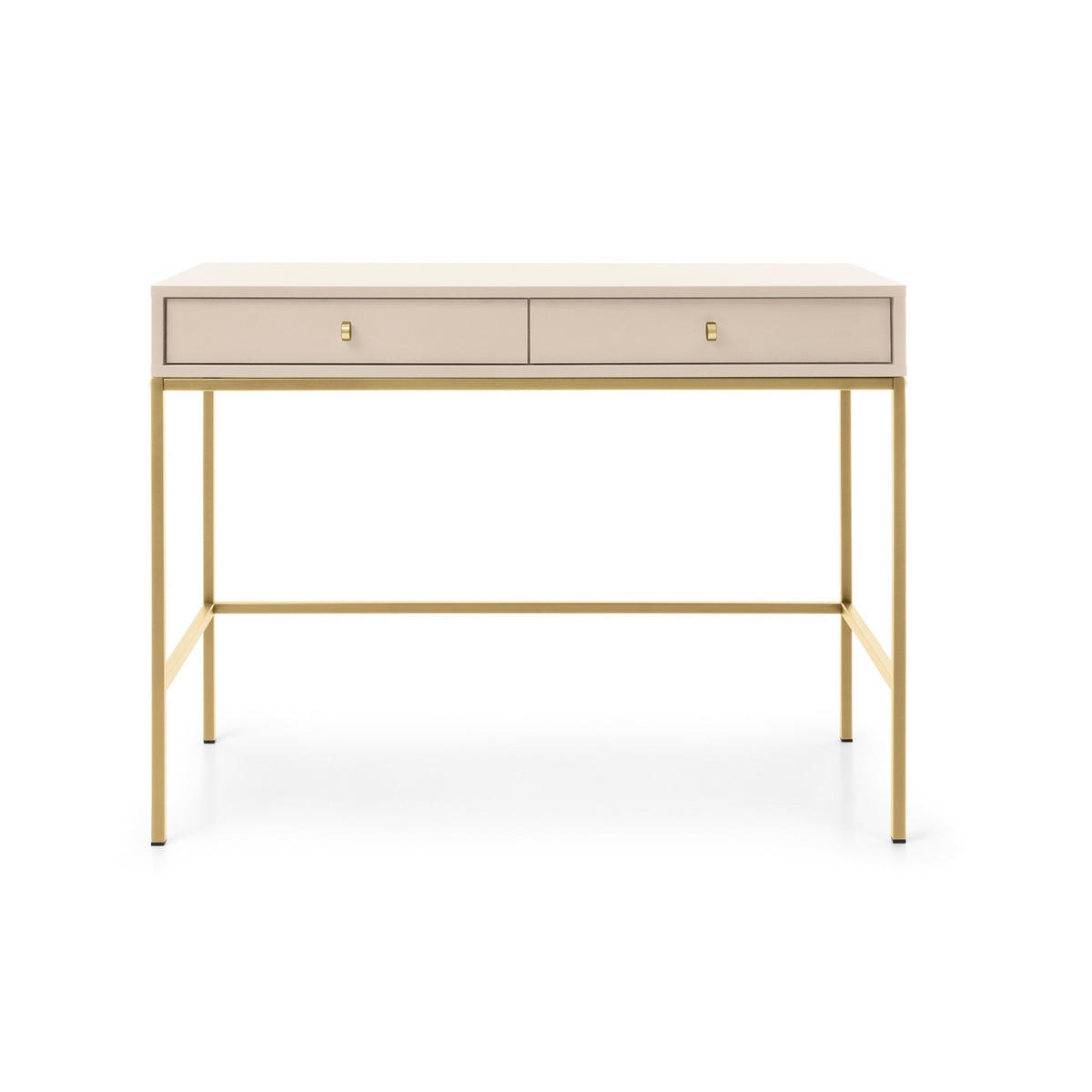 KONSOLENTISCH Molly Beige, Goldene Beine, Schminktisch mit Schubladen - Beige/Goldfarben, Holzwerkstoff/Metall (50/104/78cm) - Bettso