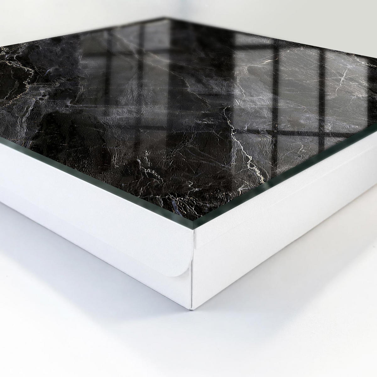 SCHLÜSSELBOX Weiß 30x30 cm – Türöffnung nach rechts - Stilvolle Eleganz - Schwarz, Metall (30/30/5cm) - TULUP