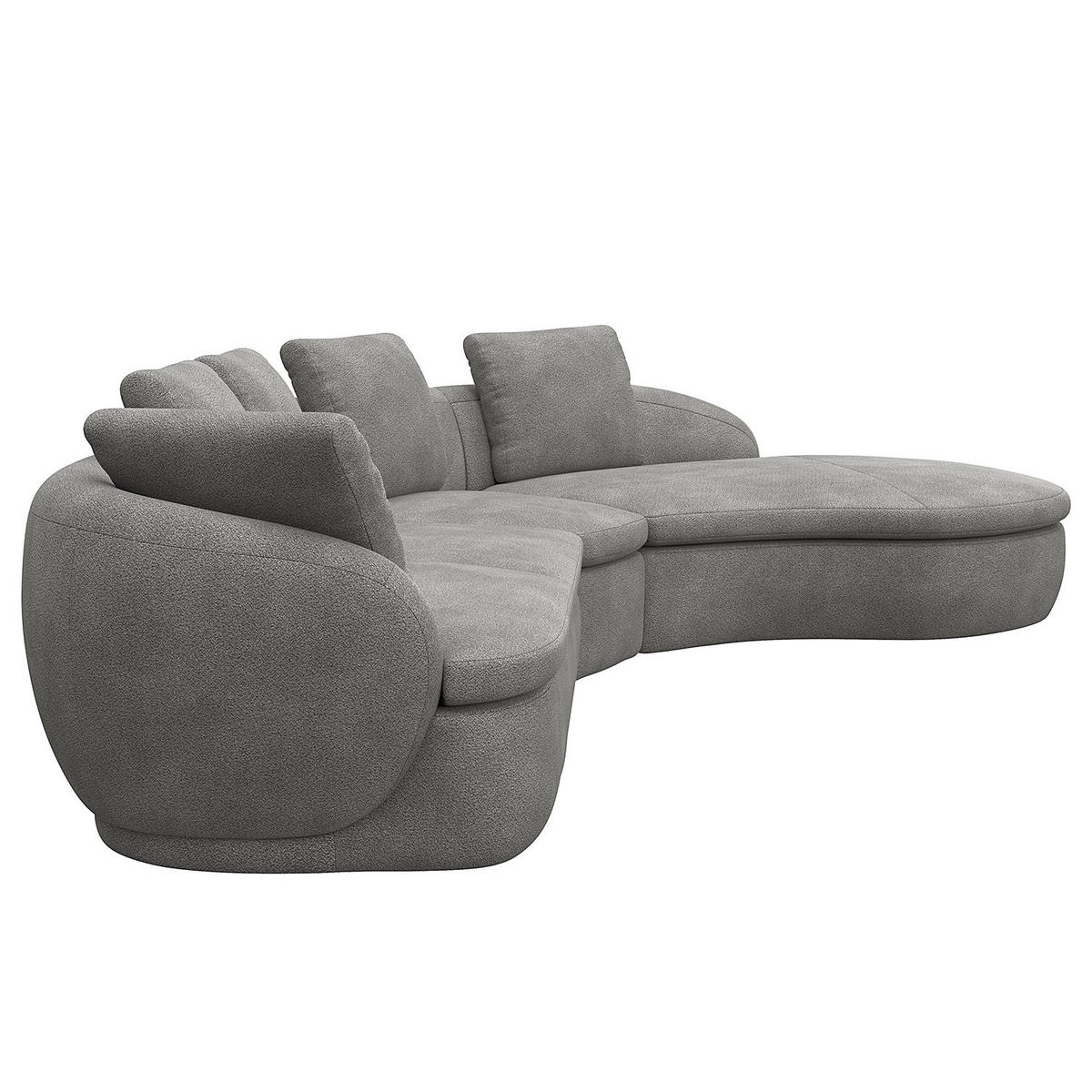 ECKSOFA mit Rundecke - Schwarz/Grau, Kunststoff/Textil (340/225cm) - home24