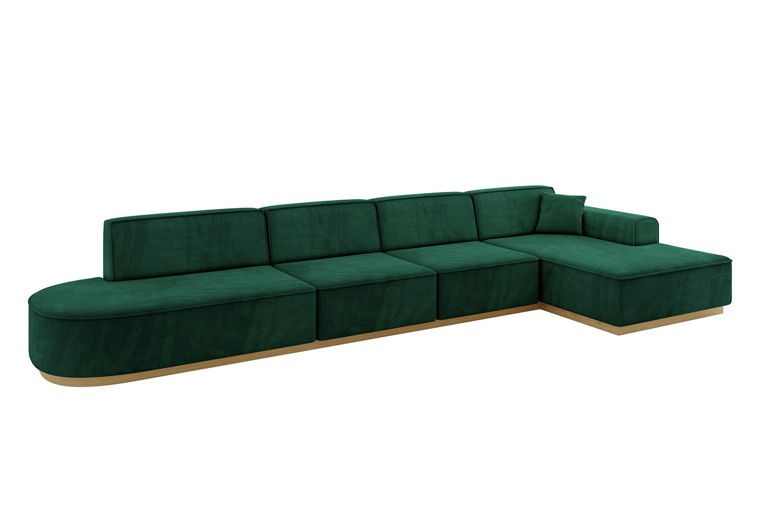ECKSOFA Ottomane Rechts IREA-L3-v2 - 403x165x81 cm Grün - Grün, Holzwerkstoff/Textil (403/165cm) - ALTDECOR