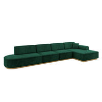 ECKSOFA Ottomane Rechts IREA-L3-v2 - 403x165x81 cm Grün - Grün, Holzwerkstoff/Textil (403/165cm) - ALTDECOR