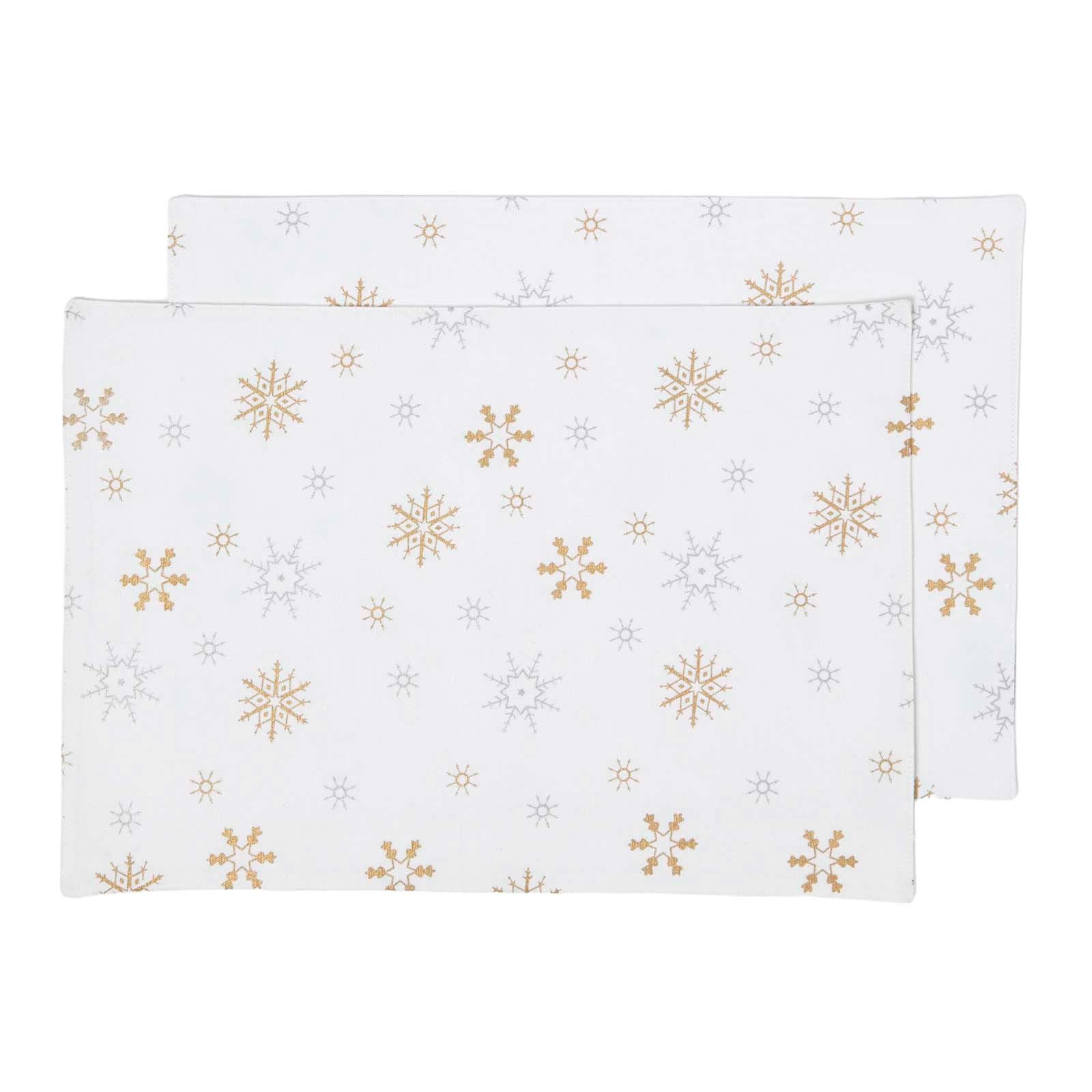 TISCHSET Weihnachten, 2er-Set 30/45 cm, weiß mit Schneeflocken - Weiß, Textil (30/45cm) - Homescapes