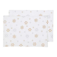 TISCHSET Weihnachten, 2er-Set 30/45 cm, weiß mit Schneeflocken - Weiß, Textil (30/45cm) - Homescapes