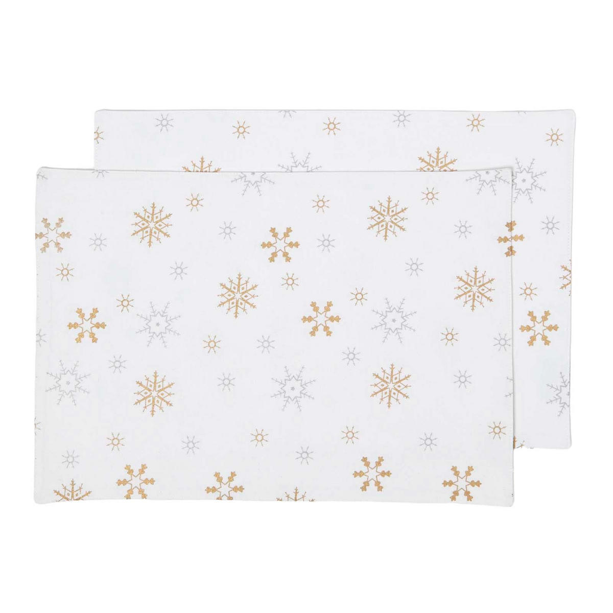 TISCHSET Weihnachten, 2er-Set 30/45 cm, weiß mit Schneeflocken - Weiß, Textil (30/45cm) - Homescapes