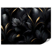 FOTOTAPETE für Wohnzimmer Schwarze Blätter Gold Luxus 400x280 - Goldfarben/Schwarz, Papier (400/280cm) - Muralo