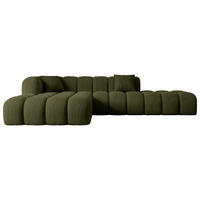 ECKSOFA Ottomane Links OLEA-L2 - 289x176x71 cm Grün Bouclé - Schwarz/Grün, Holzwerkstoff/Kunststoff (190/309cm) - ALTDECOR