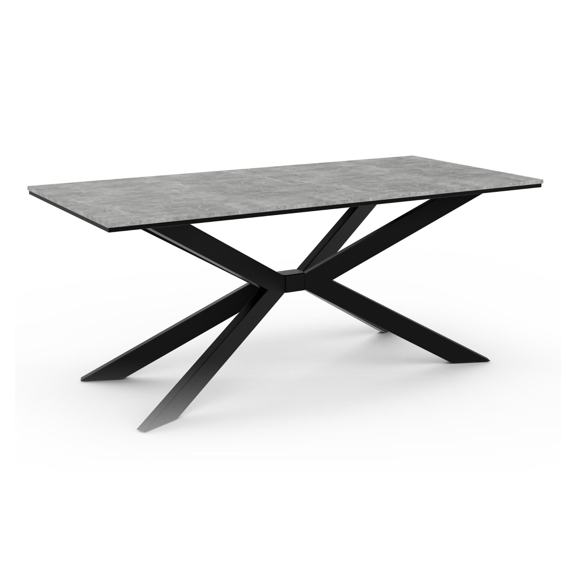 Prospero Esstisch Grau, Schwarz 90x76.5x190 cm