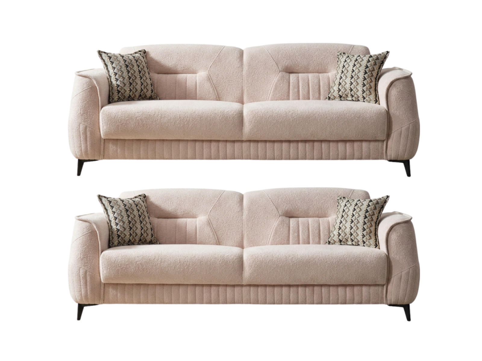 SITZGARNITUR Pasto, Beige Stellvariante 3+3 - Beige, Holzwerkstoff/Kunststoff (240/87/98cm)