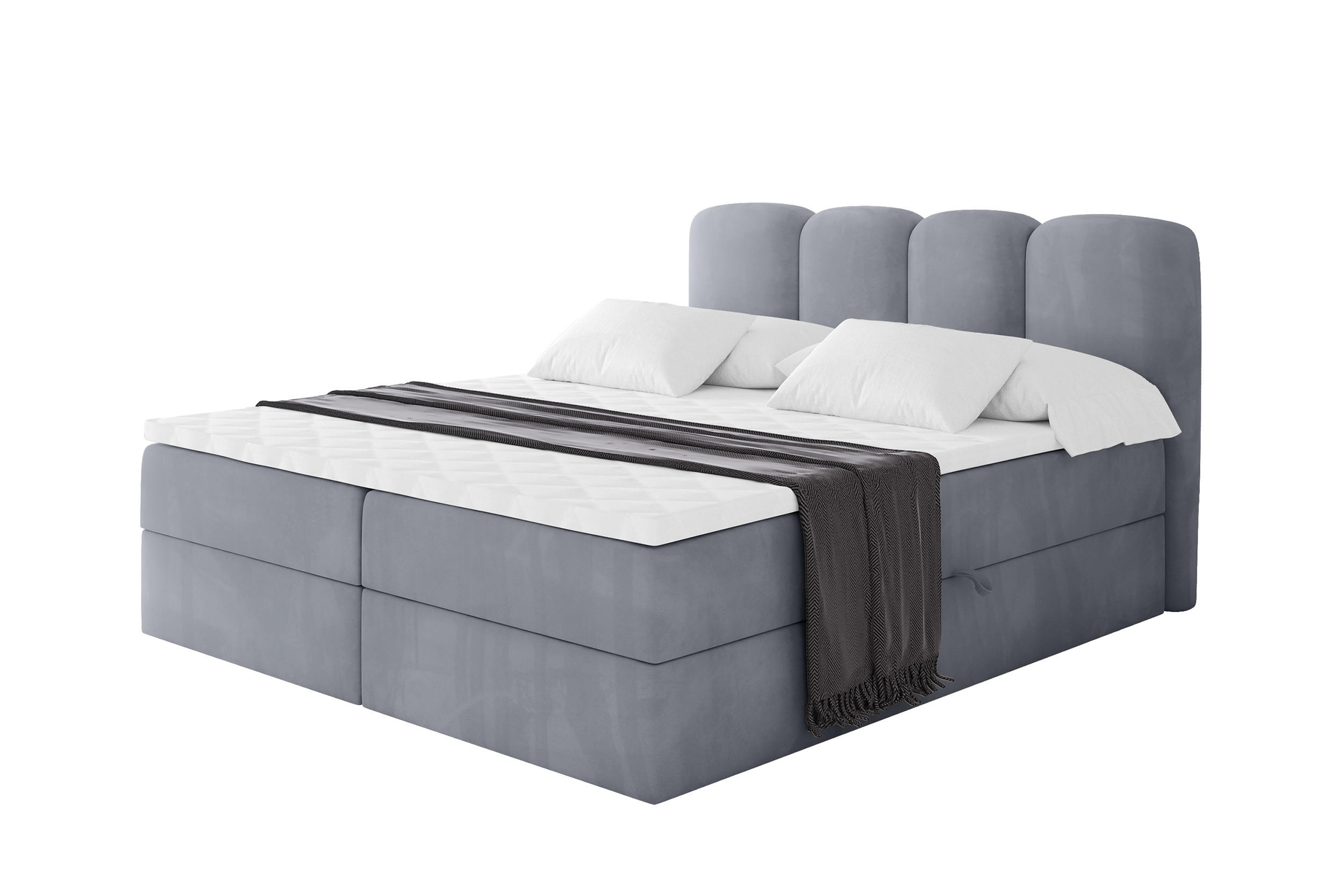 BOXBETT mit Matratze H3 und Lattenrost - NINA - 160x200 cm Casablanca - Grau - Anthrazit, Holzwerkstoff (160/200cm) - ALTDECOR