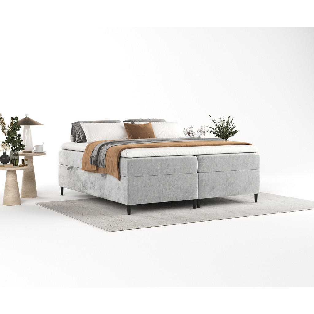 Thumbnail - AltaBeds Boxbett, Hellgrau, Textil, Buche, Kiefer, H3, Höhe ca. 19 cm, 160x200 cm, Oeko-Tex® Standard 100, Handmade in E...