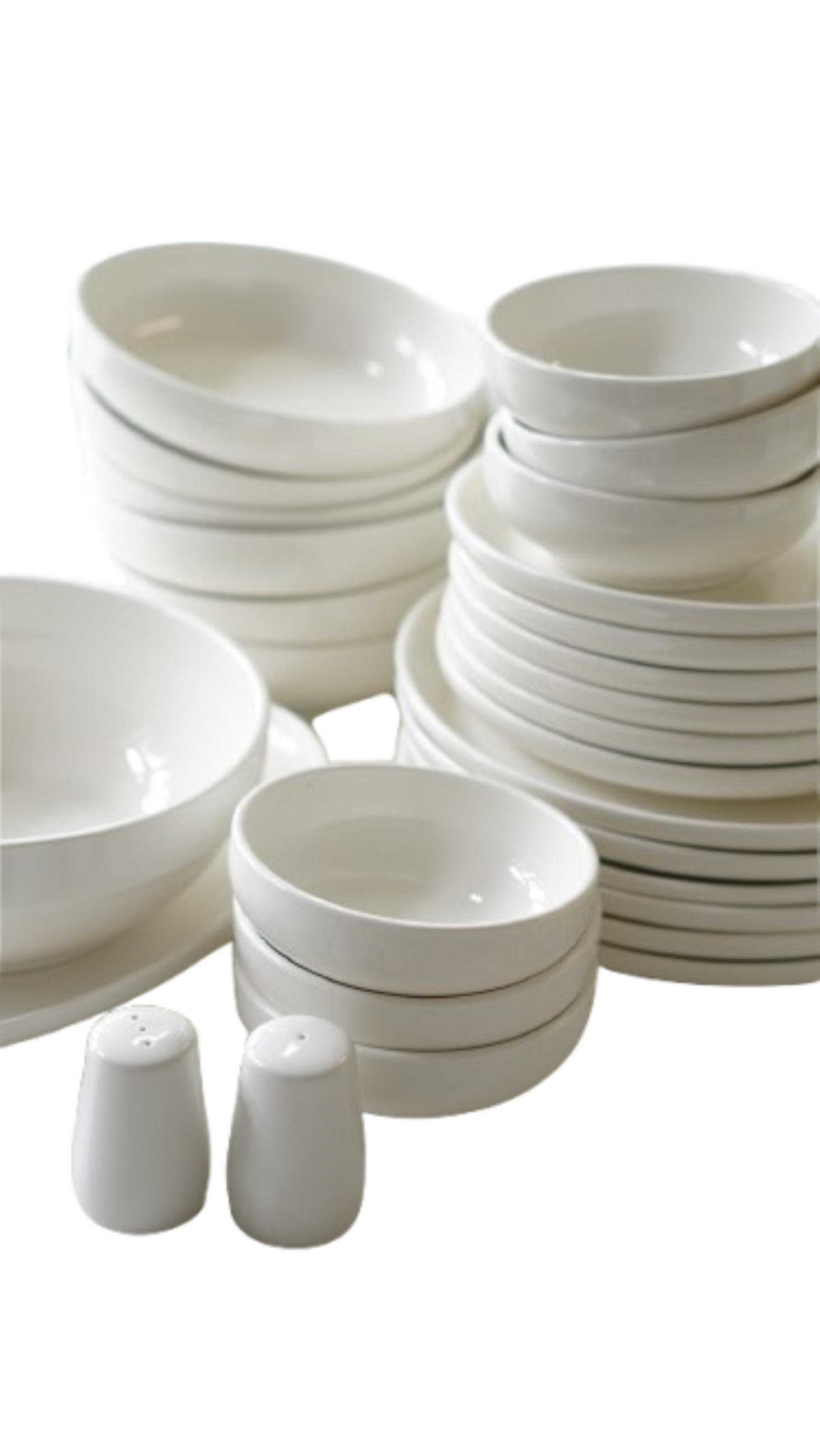 GESCHIRRSET Milan 27-tlg. weiß mit Silberrand - Weiß, Keramik (41/37/37cm) - Mulex