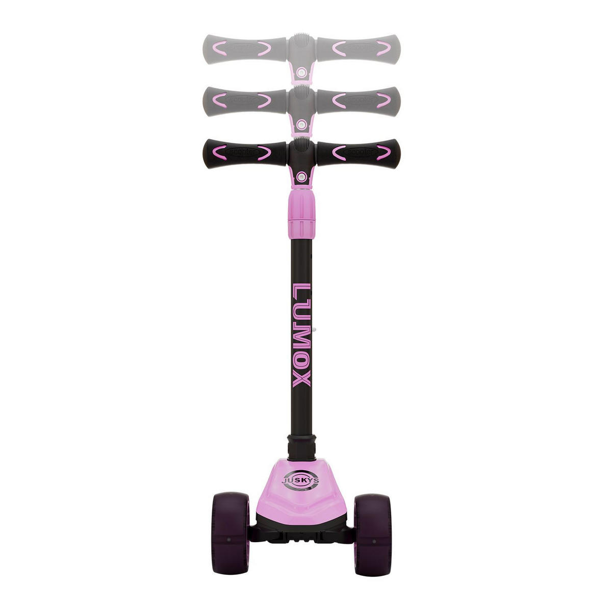 KINDERROLLER Lumox höhenverstellbarer Lenker inkl. Leuchtränder rosa - Rosa, Metall (28/59cm) - Juskys
