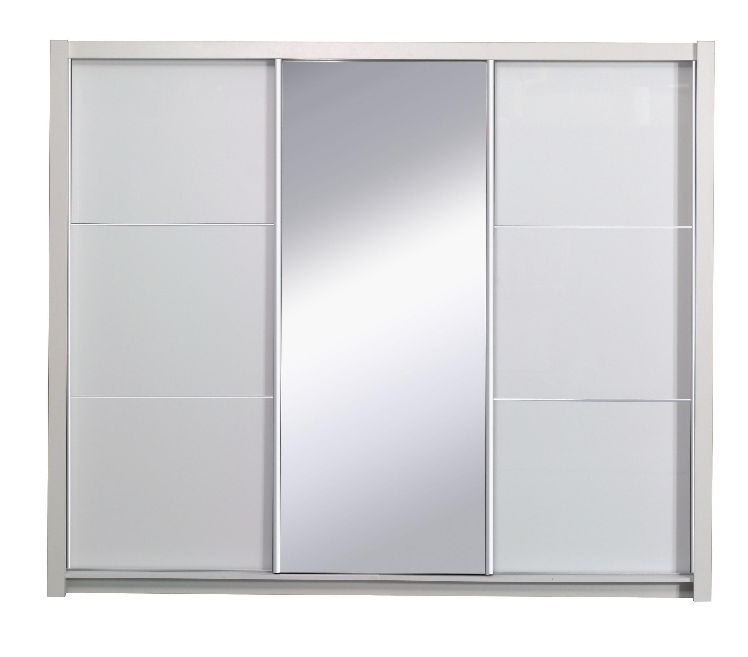 SCHWEBETÜRENSCHRANK ALVORN 257,8/212/66,6cm 3-türig mit Spiegel Weiß - Weiß, Holzwerkstoff (257.8/212/66.6cm) - MASSENO