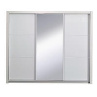 SCHWEBETÜRENSCHRANK ALVORN 257,8/212/66,6cm 3-türig mit Spiegel Weiß - Weiß, Holzwerkstoff (257.8/212/66.6cm) - MASSENO