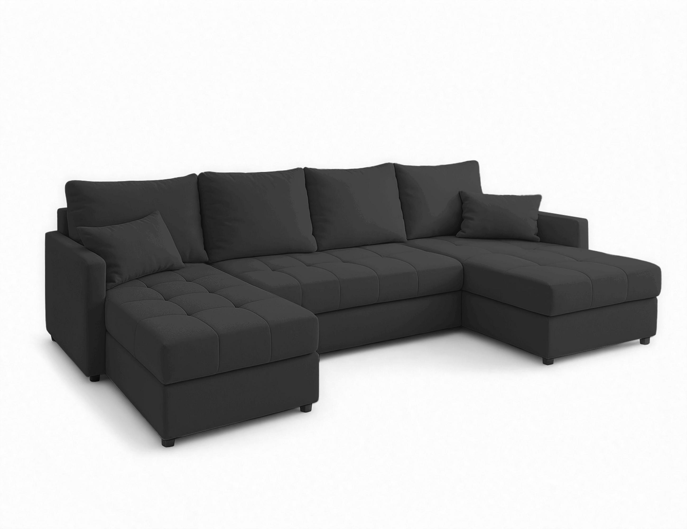 WOHNLANDSCHAFT Dolceo Grau 287/140/73 cm mit Bettkasten Schlaffunktion Modern - Schwarz/Grau, Kunststoff/Textil (287/73/140cm) - AX Living