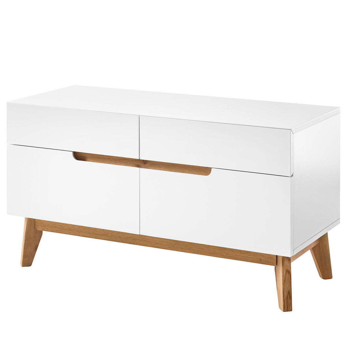 GARDEROBENBANK - Eiche teilmassiv - Weiß, Holzwerkstoff (97/53/40cm) - home24