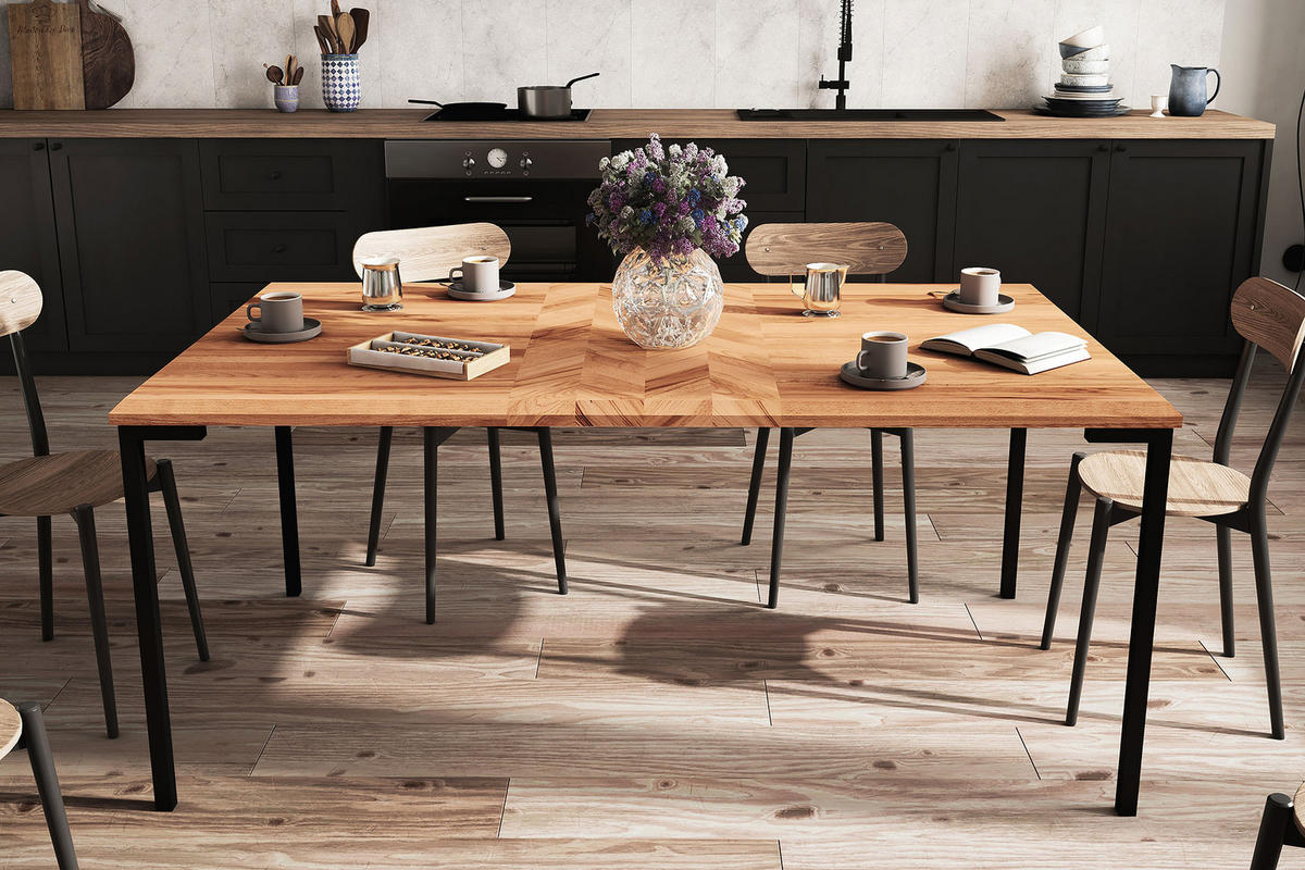 ESSTISCH AUSGEKLAPPT LEON 160x80 Wildeiche - Wildeiche, Holz (80/160/78cm) - byoak