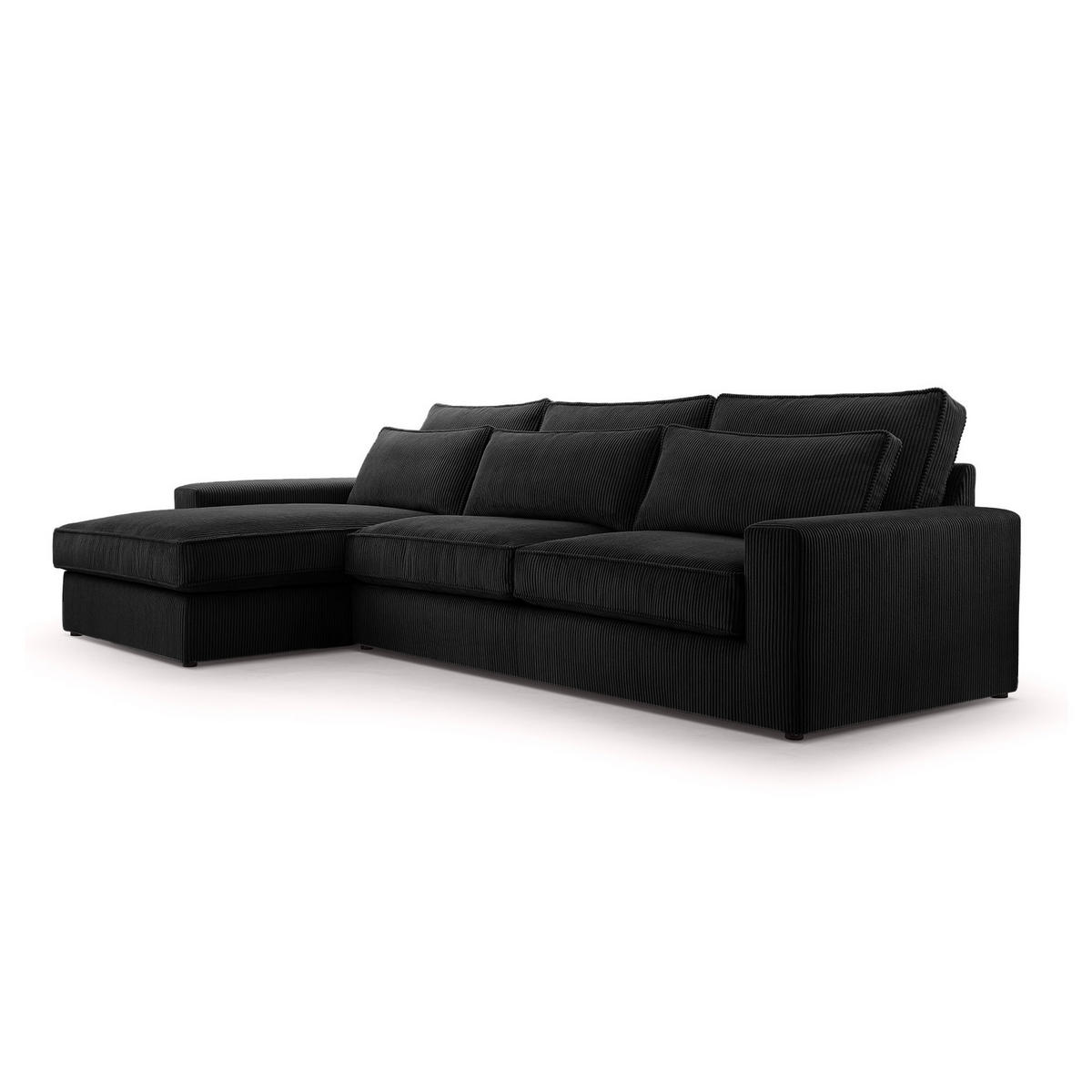 ECKSOFA 4 Sitzer Medan Mini, Schwarz - Schwarz, Textil (276/176cm) - Fedve