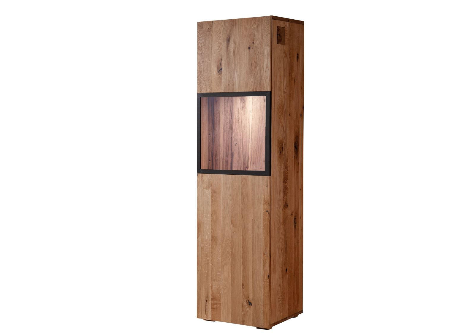 VITRINE Wild-/Zerreiche 50x43x180 natur geölt FRANKFURT #112 - Braun, Holz (50/180/43cm) - Massivmoebel24