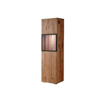 VITRINE Wild-/Zerreiche 50x43x180 natur geölt FRANKFURT #112 - Braun, Holz (50/180/43cm) - Massivmoebel24