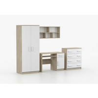 JUGENDZIMMER Elora in Eiche und Weiß – 4-teiliges Set mit Schreibtisch, Kommode, Wandregal und Schrank – Grifffarbe Weiß - Braun, Holzwerkstoff (80/200/120cm)