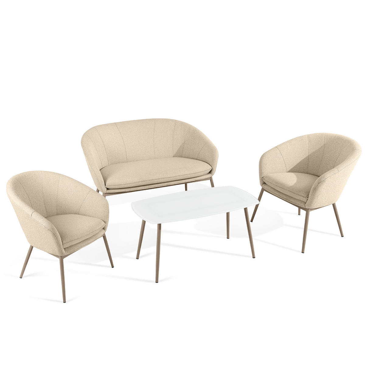 GARTENMÖBELSET SOLIS Gartenlounge-Set, creme/beige - Creme, Textil/Metall - KONSIMO®