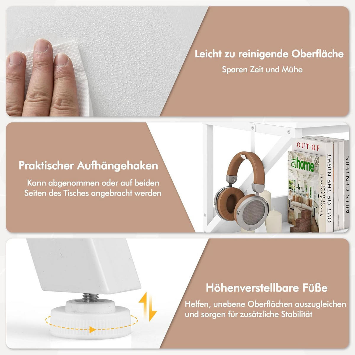 DATORBORD vitt - Vit, Träbaserade material (48/100/81.5cm) - COSTWAY