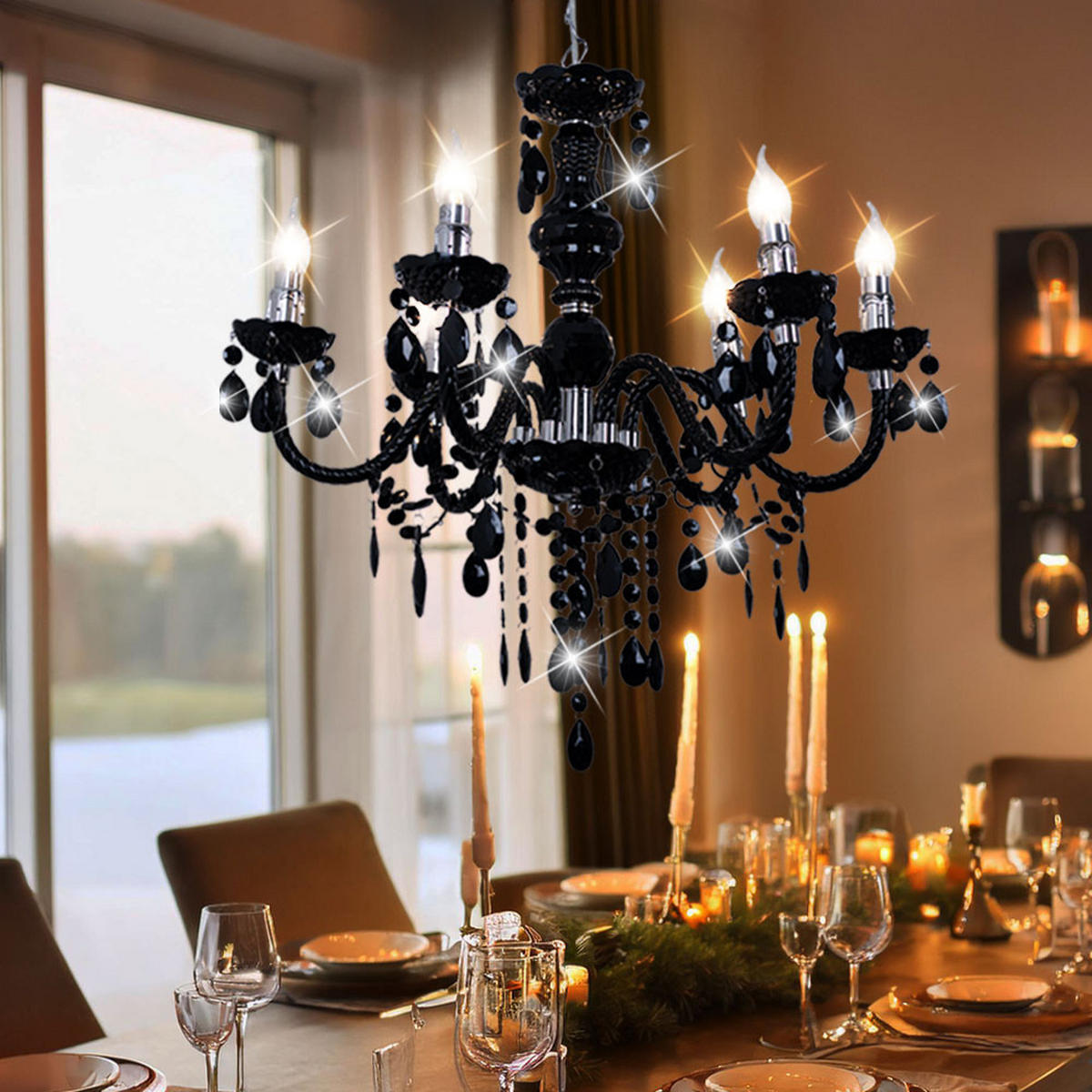 LED KRONLEUCHTER Cuimbra Schwarz - Schwarz, Metall (57/57/166cm)