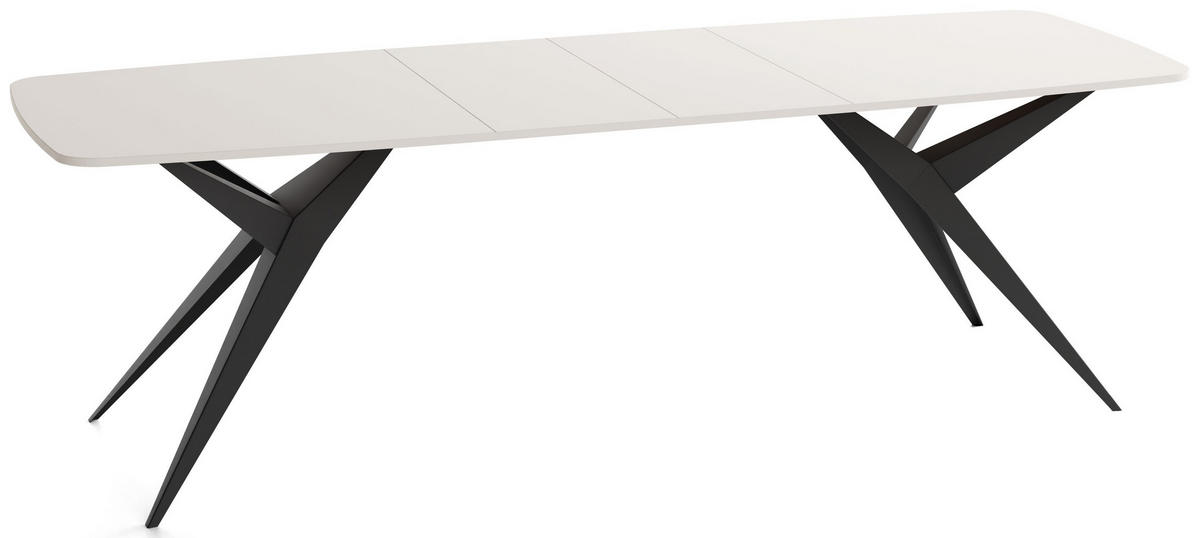 ESSTISCH Trax – Ausziehbar, Rechteckig mit Schwarzen Metallbeinen – Kaschmir 180-256/90/76 cm - Kaschmir/Beige, Holzwerkstoff/Metall (90/256/76cm) - WFL GROUP