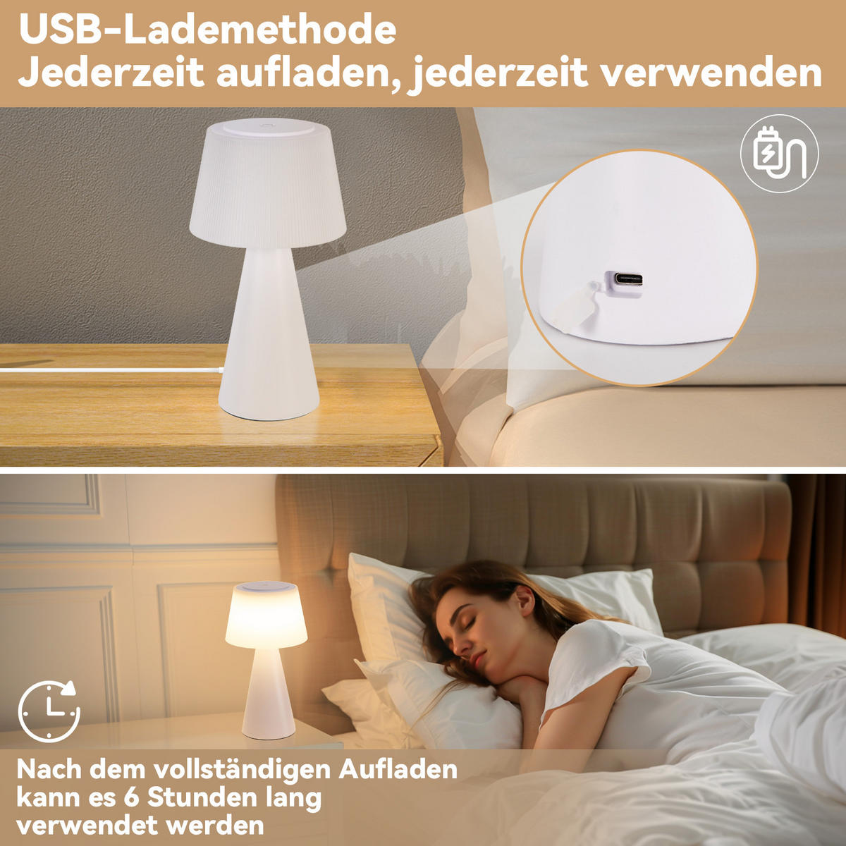 LED TISCHLEUCHTE Nathaniel - Weiß, Kunststoff (13/13/26cm) - Nettlife