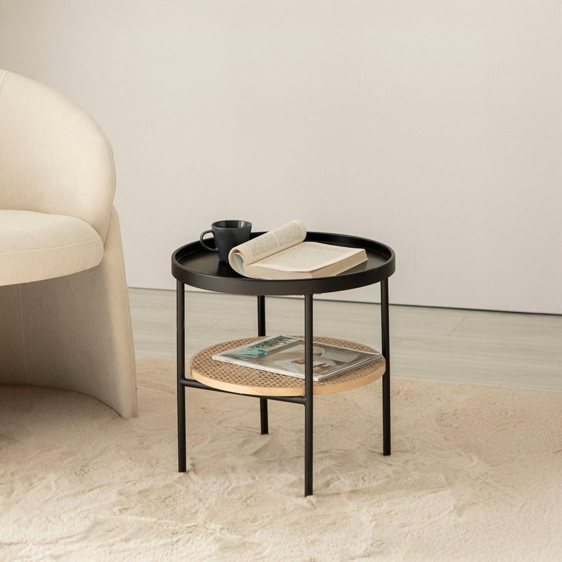 BEISTELLTISCH Niko Schwarz 45 cm x 46,5 cm - Schwarz, Metall (45/45/46cm)