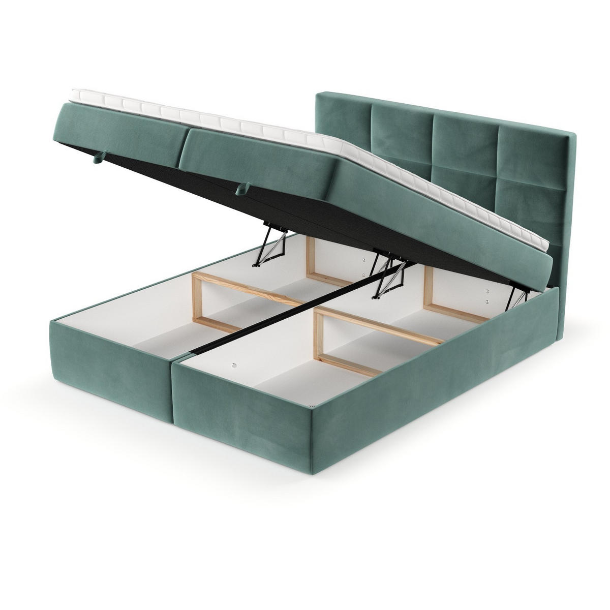 BOXBETT Velto 200/200 cm Türkis im Kronos Stoff - Türkis/Schwarz, Holz/Holzwerkstoff (200/200cm) - AltaBeds