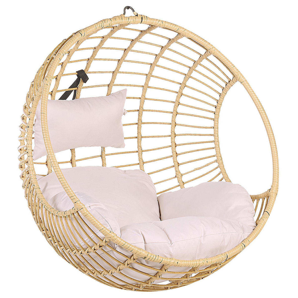HÄNGESESSEL mit Gestell PE Rattan natürlich 97 cm Aspio - Beige, Kunststoff (99/199/97cm) - Beliani